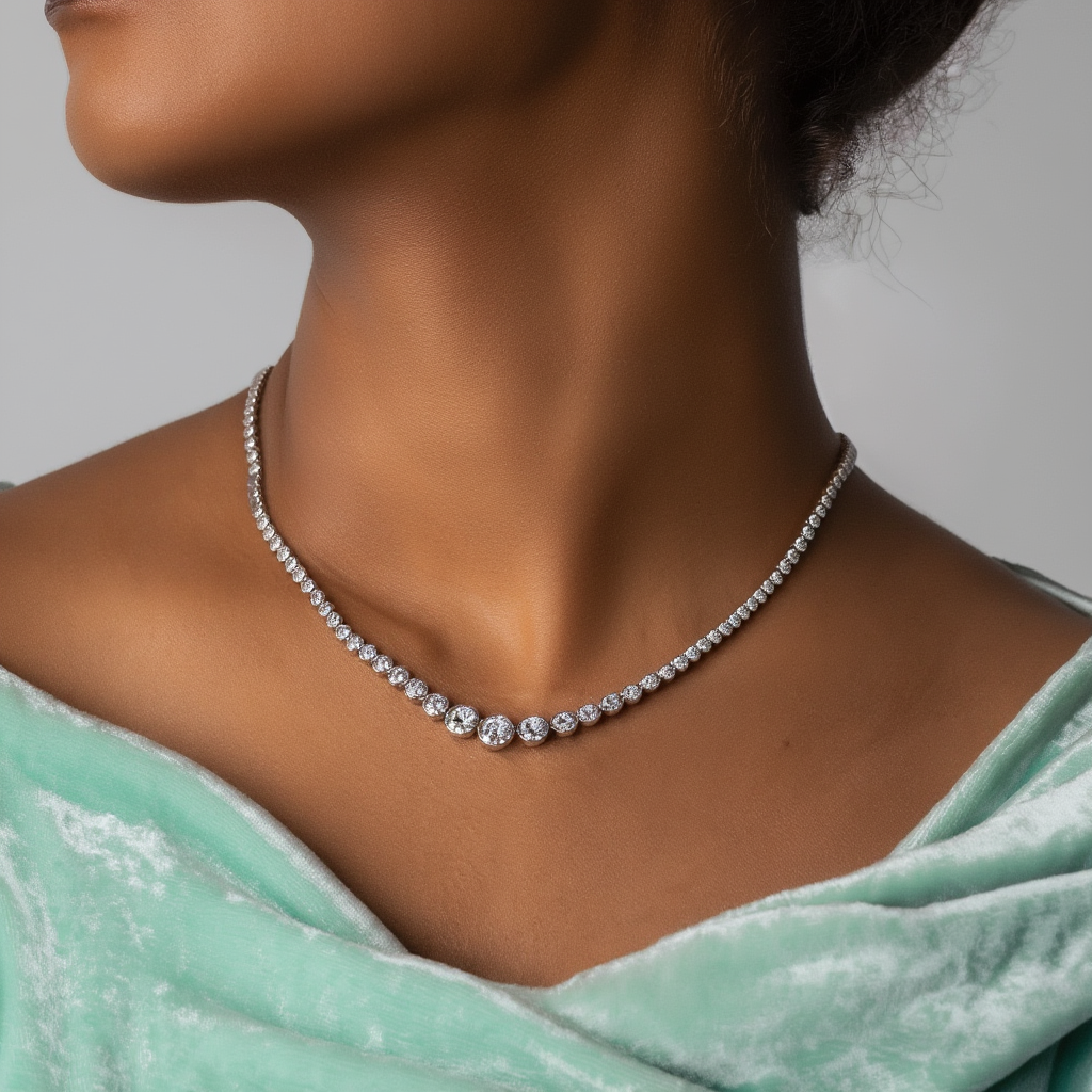 Gradient Bezel Tennis Necklace