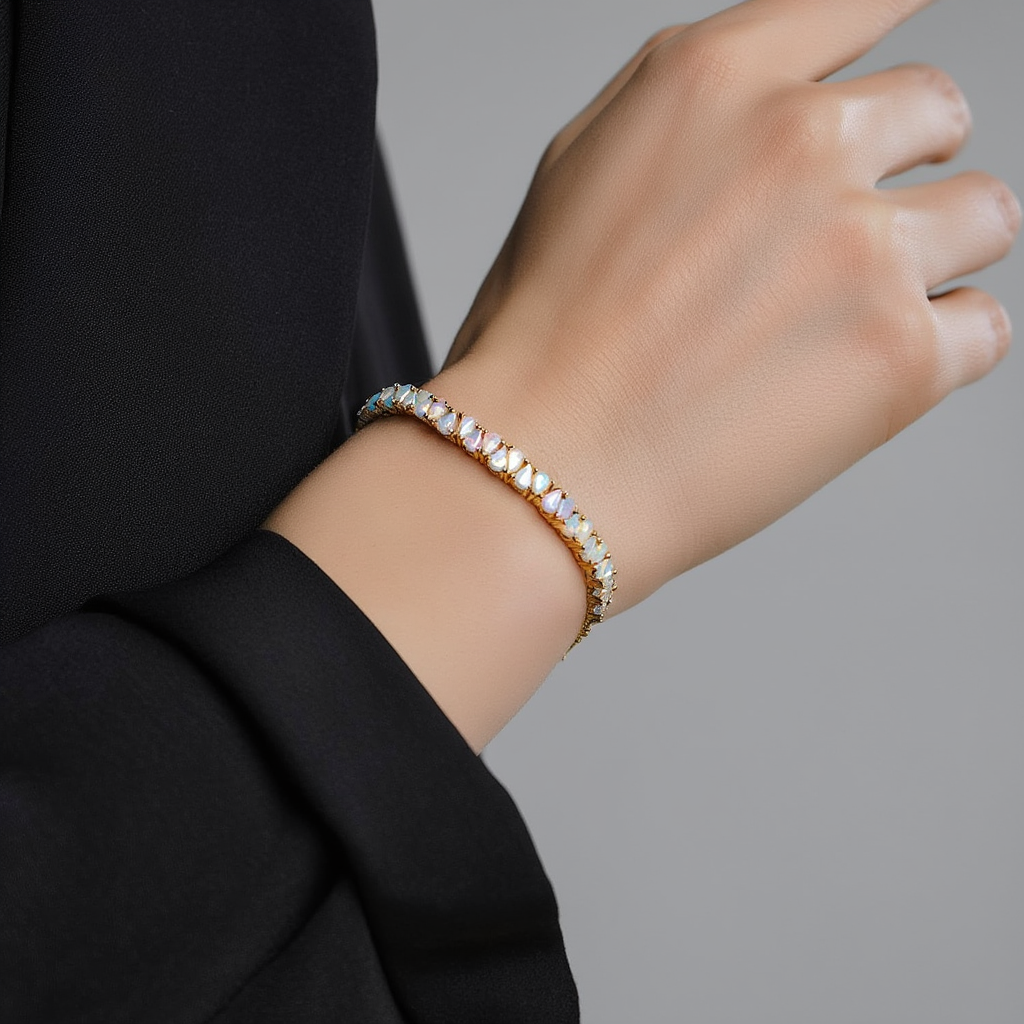 Pastel Opal Bracelet Sterling Silver