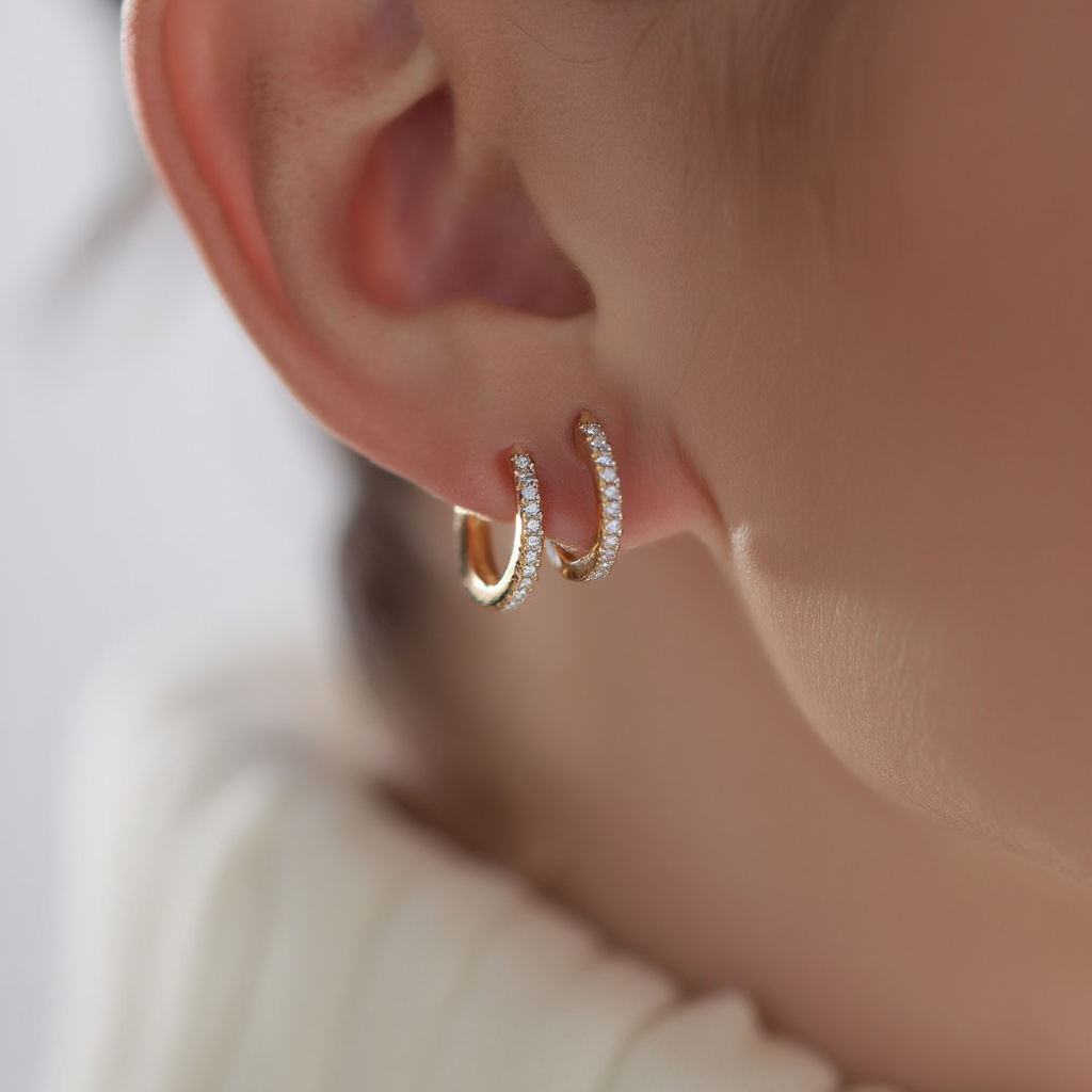 Pavé Huggie Earrings (Two Sizes Available)