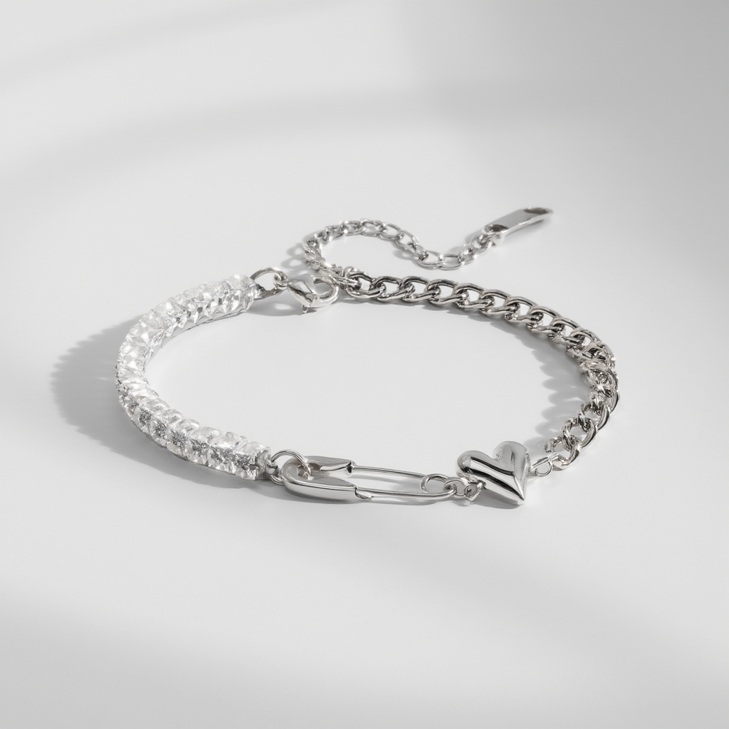 Silver Safety Pin Bracelet