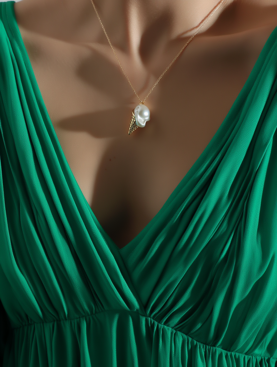 Collar de perlas barrocas con forma de helado