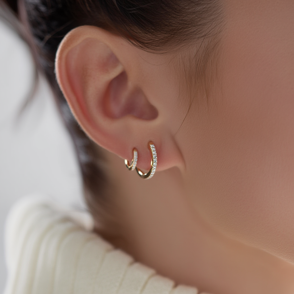 Pavé Huggie Earrings (Two Sizes Available)