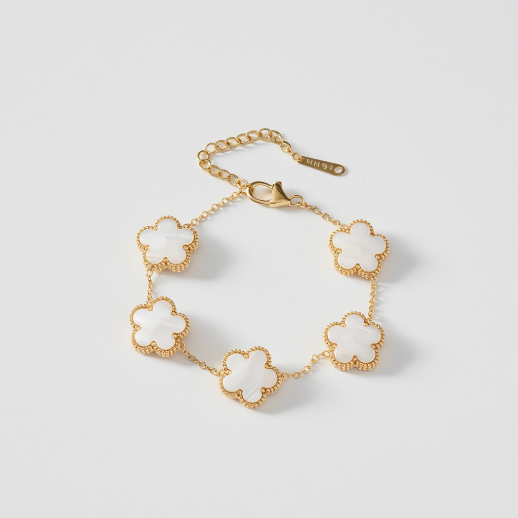 Flower Clover Bracelet White