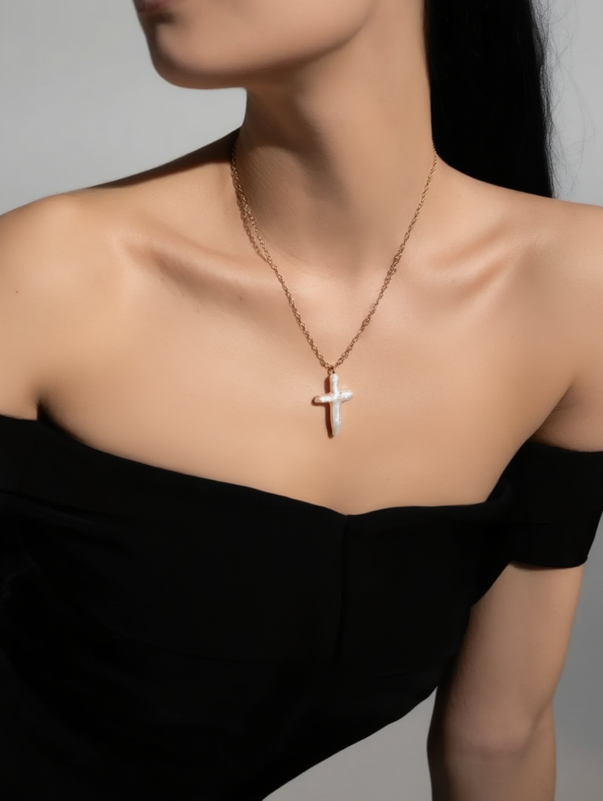 Baroque Pearl Cross