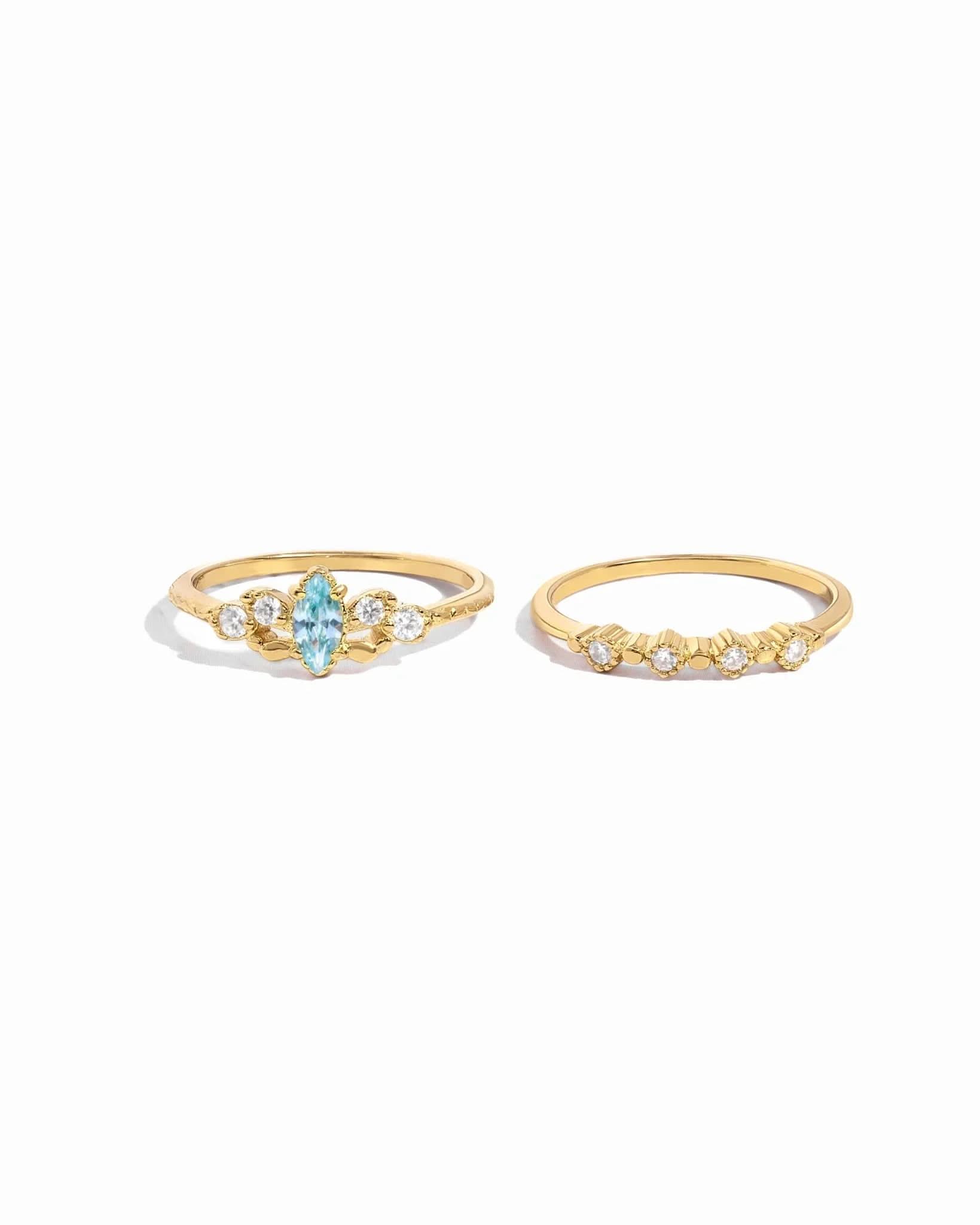 Aquamarine Ring Set - AYUNA