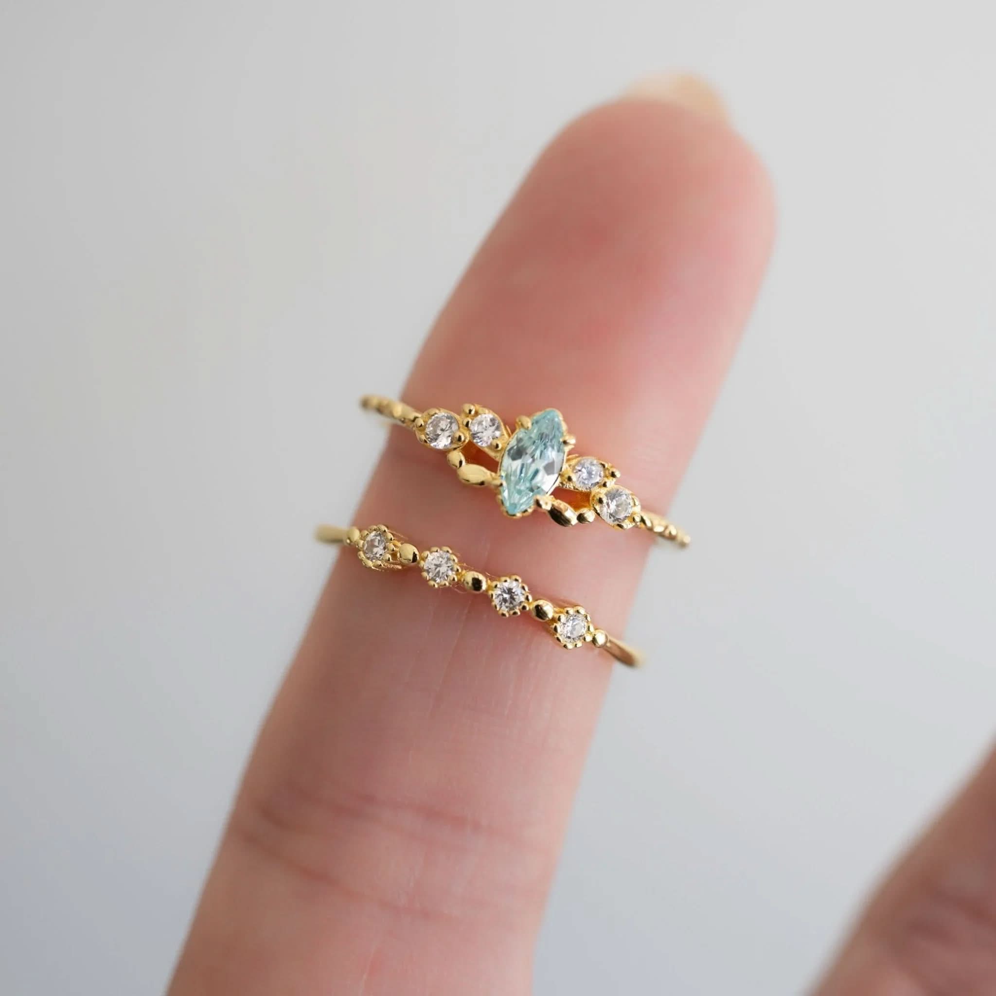Aquamarine Ring Set - AYUNA