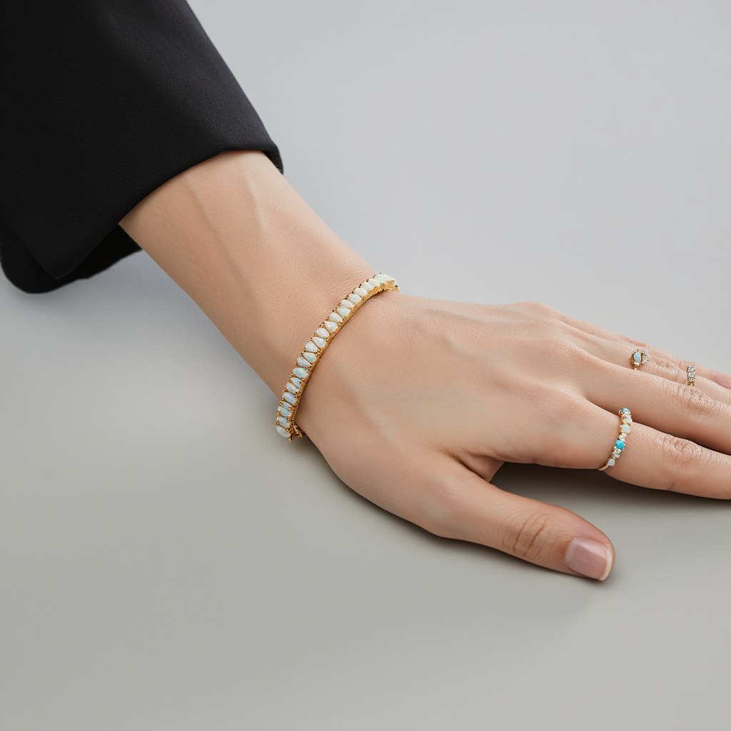 Pastel Opal Bracelet Sterling Silver