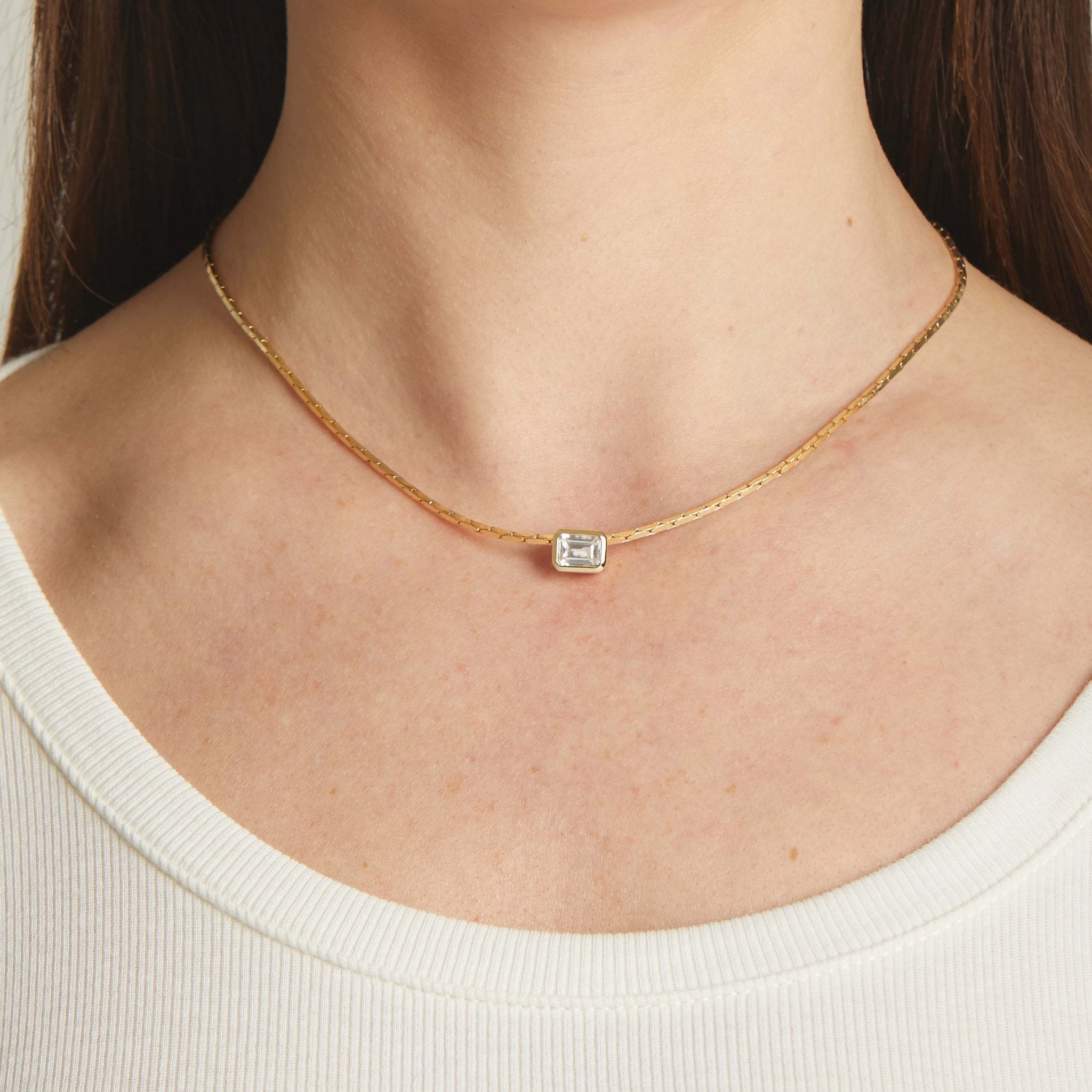 Baguette Bezel Statement Necklace - AYUNA