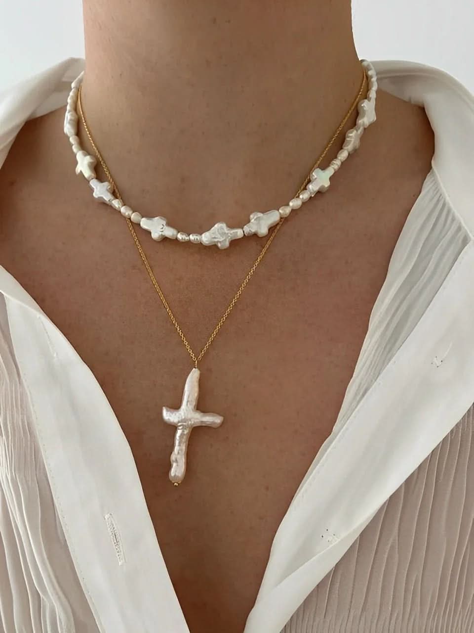 Baroque Pearl Cross - AYUNA