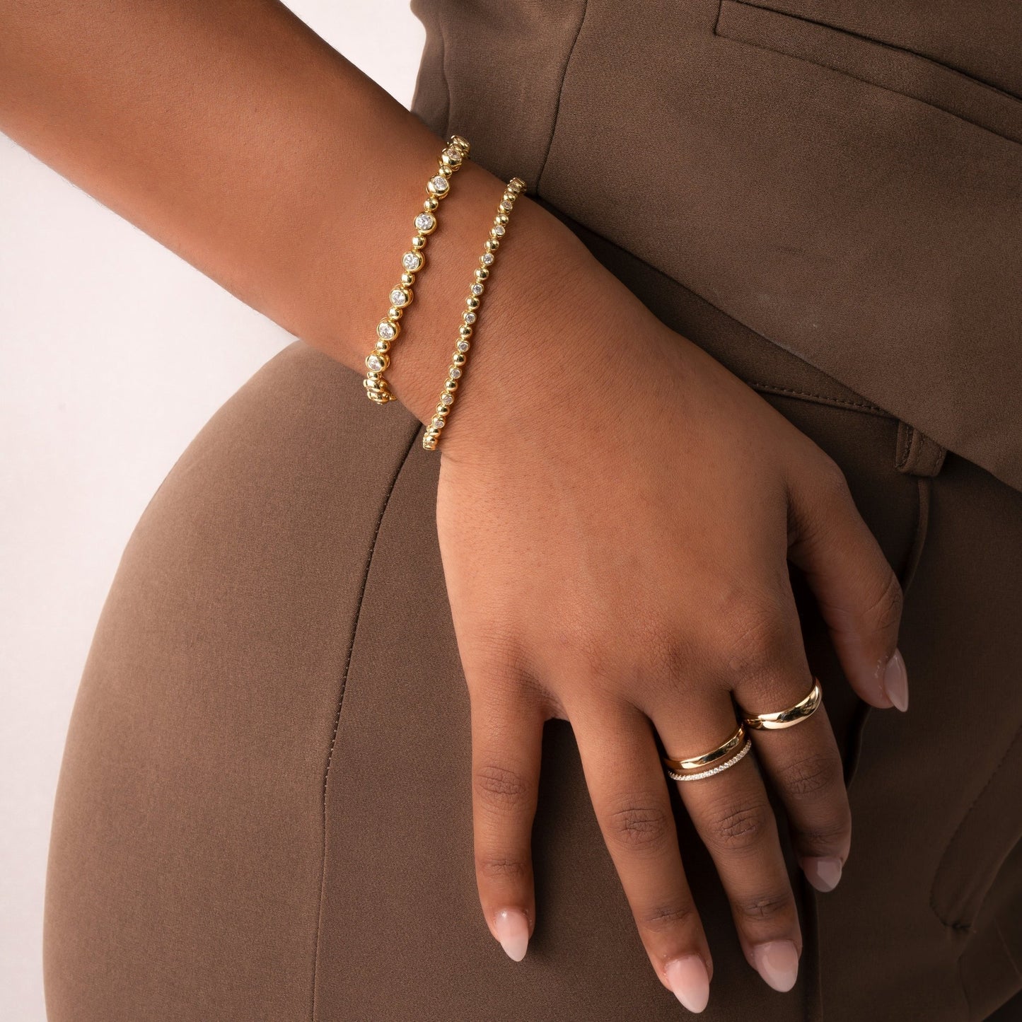 Bead & Bezel Tennis Bracelet - AYUNA