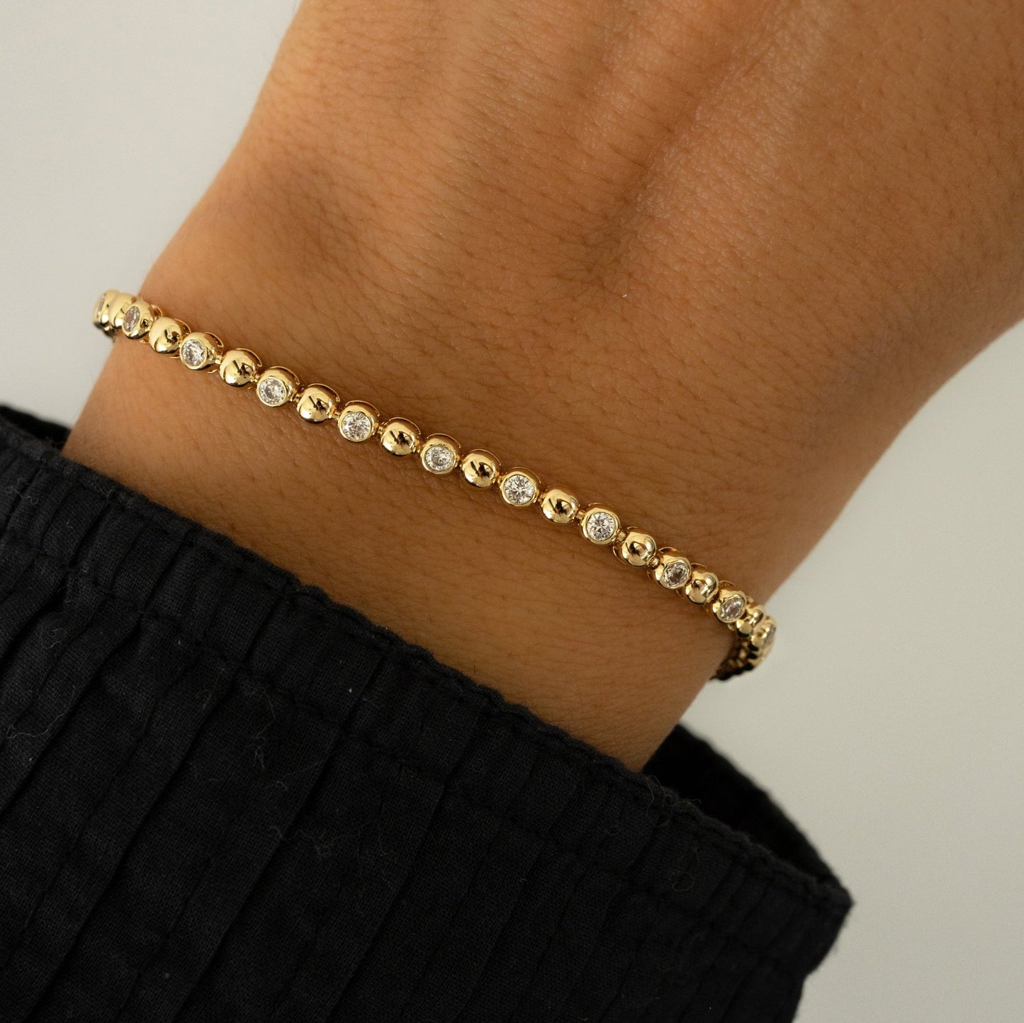 Bead & Bezel Tennis Bracelet - AYUNA