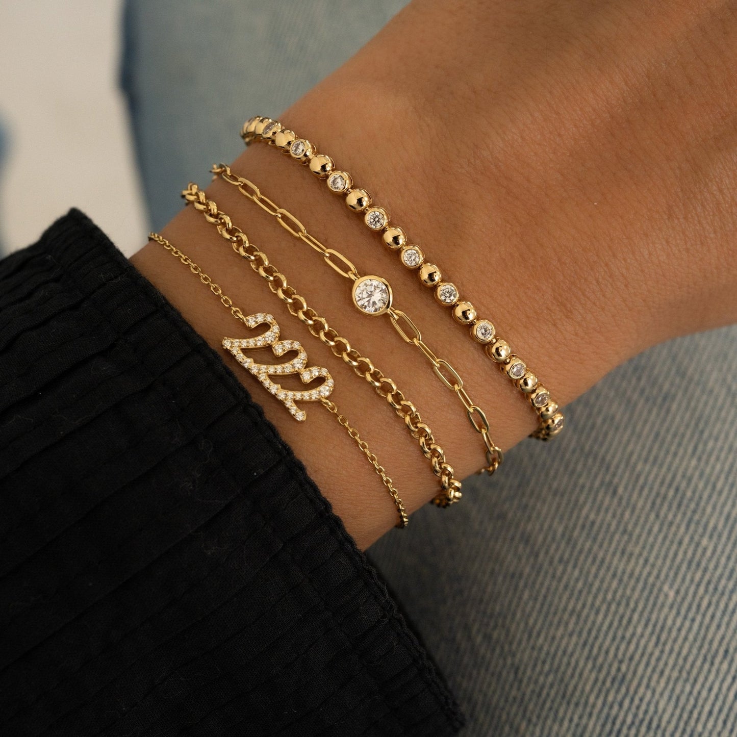 Bead & Bezel Tennis Bracelet - AYUNA