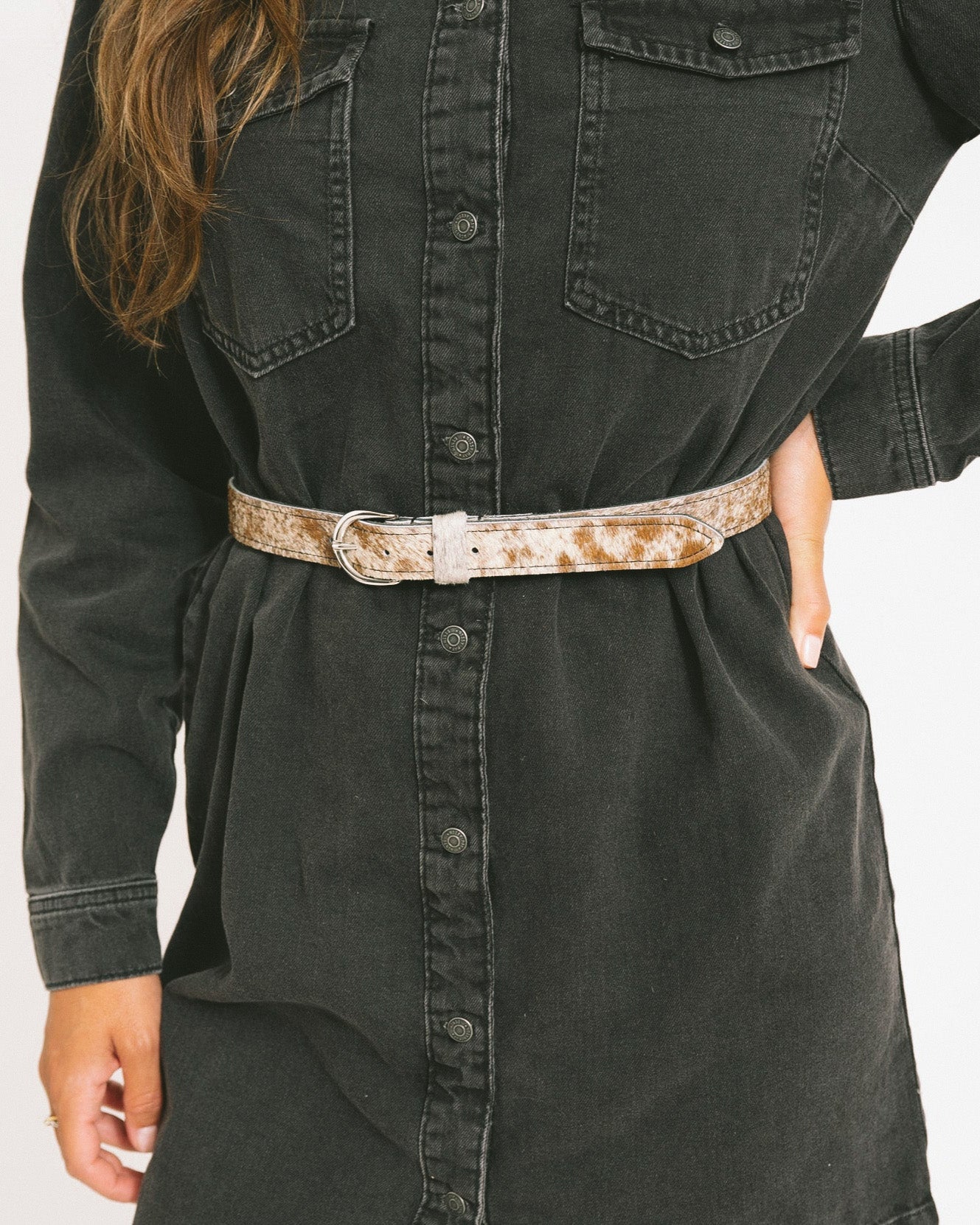 Cow Silver Buckle Belt