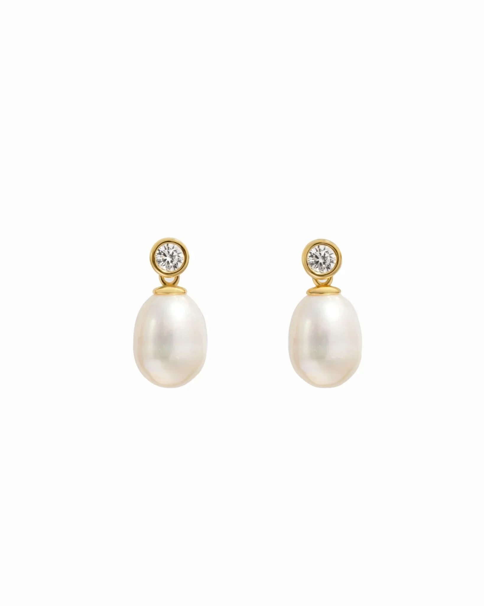 Bezel & Pearl Drop Earrings - AYUNA