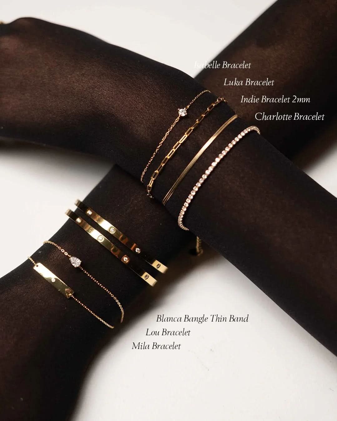 Blanca Bangle Thin Band - Gold - AYUNA