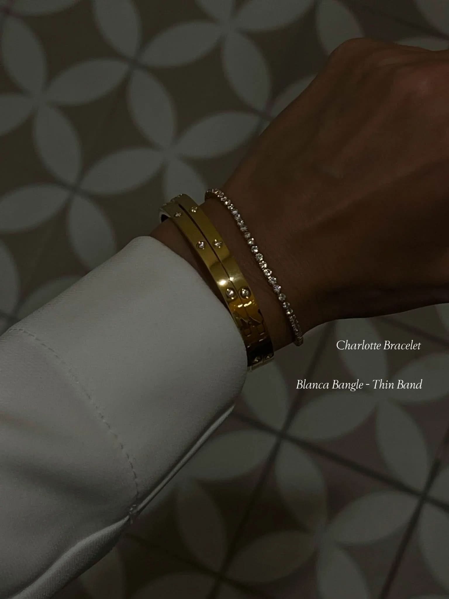 Blanca Bangle Thin Band - Gold - AYUNA