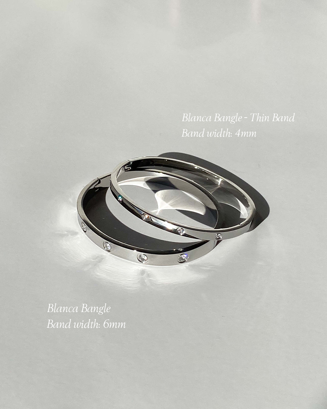Blanca Bangle Thin Band - Silver - AYUNA