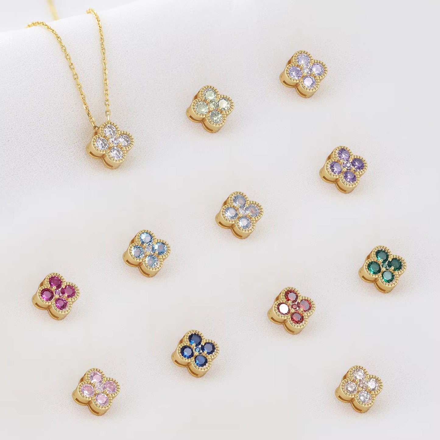 Clover Birthstone Necklace Sterling Silver - AYUNA
