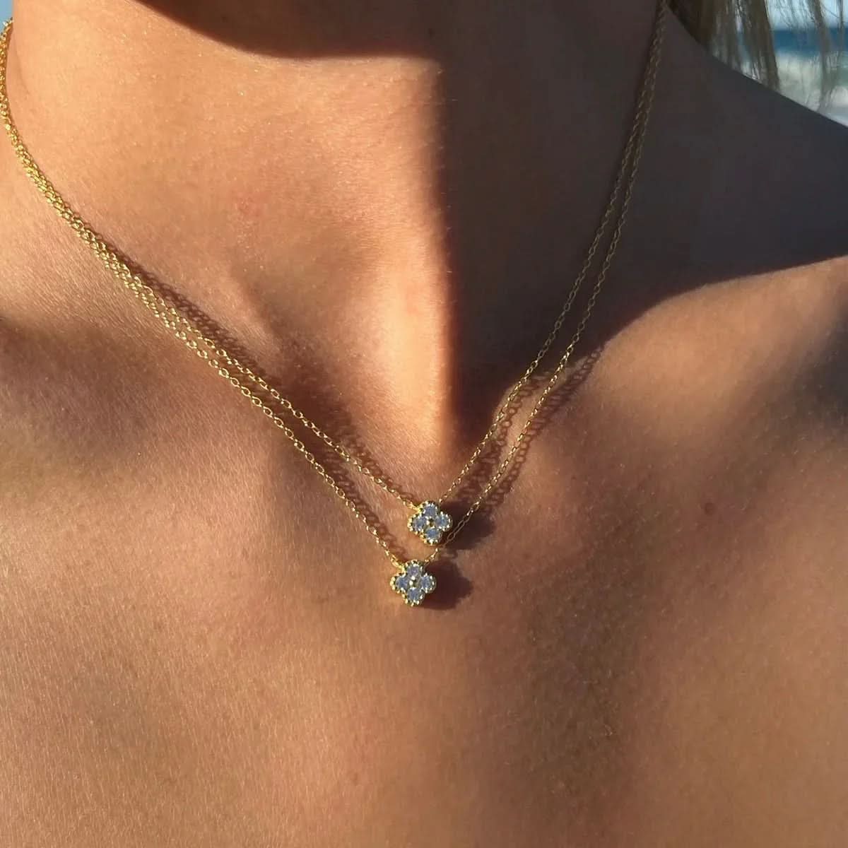 Clover Birthstone Necklace Sterling Silver - AYUNA