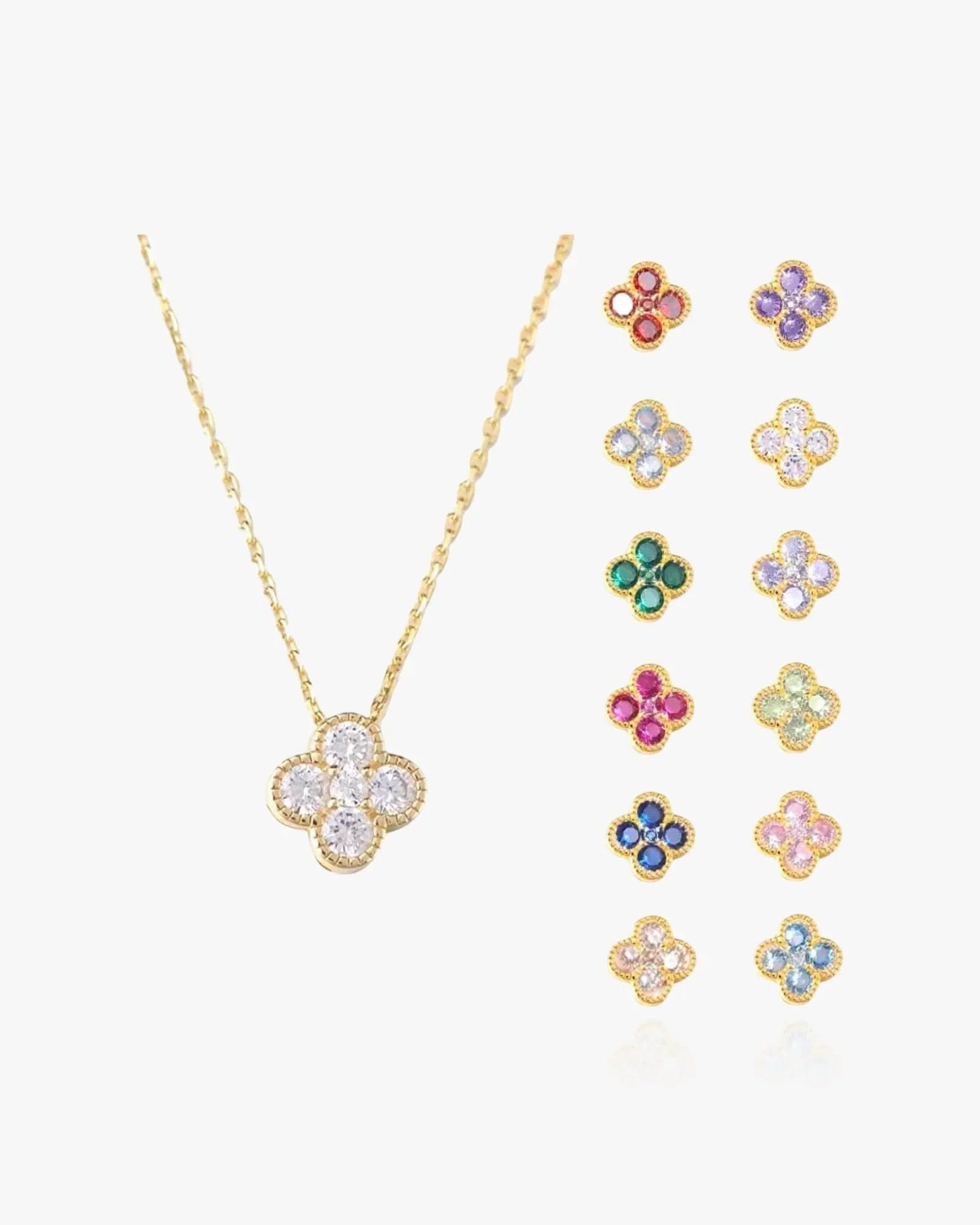 Clover Birthstone Necklace Sterling Silver - AYUNA