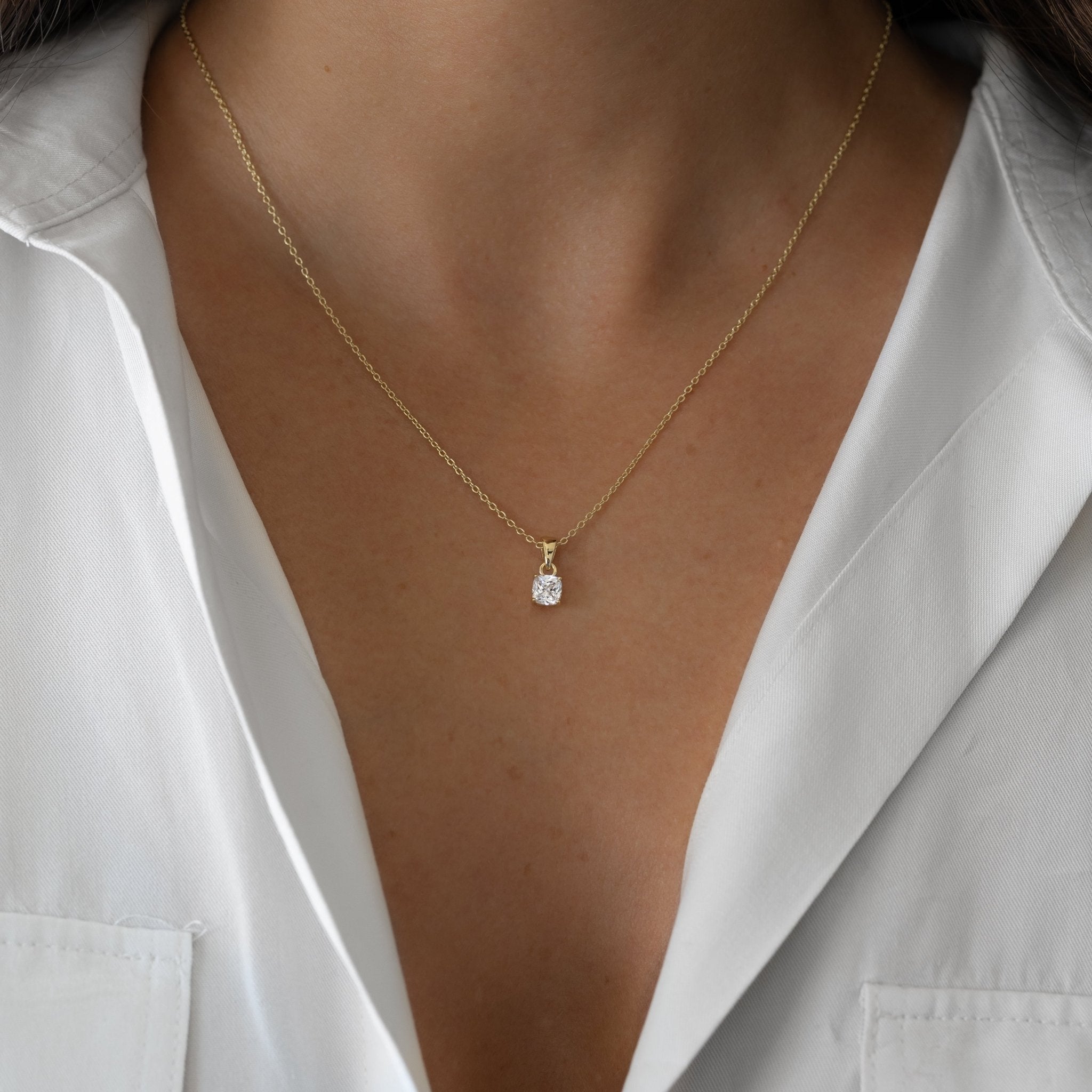 Cushion Diamond Necklace - AYUNA
