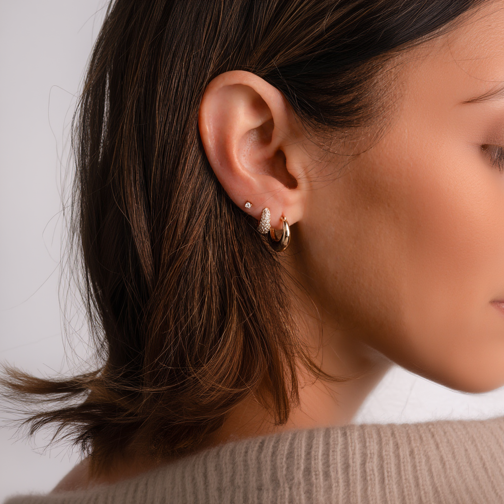 10mm Pave Basket Huggies