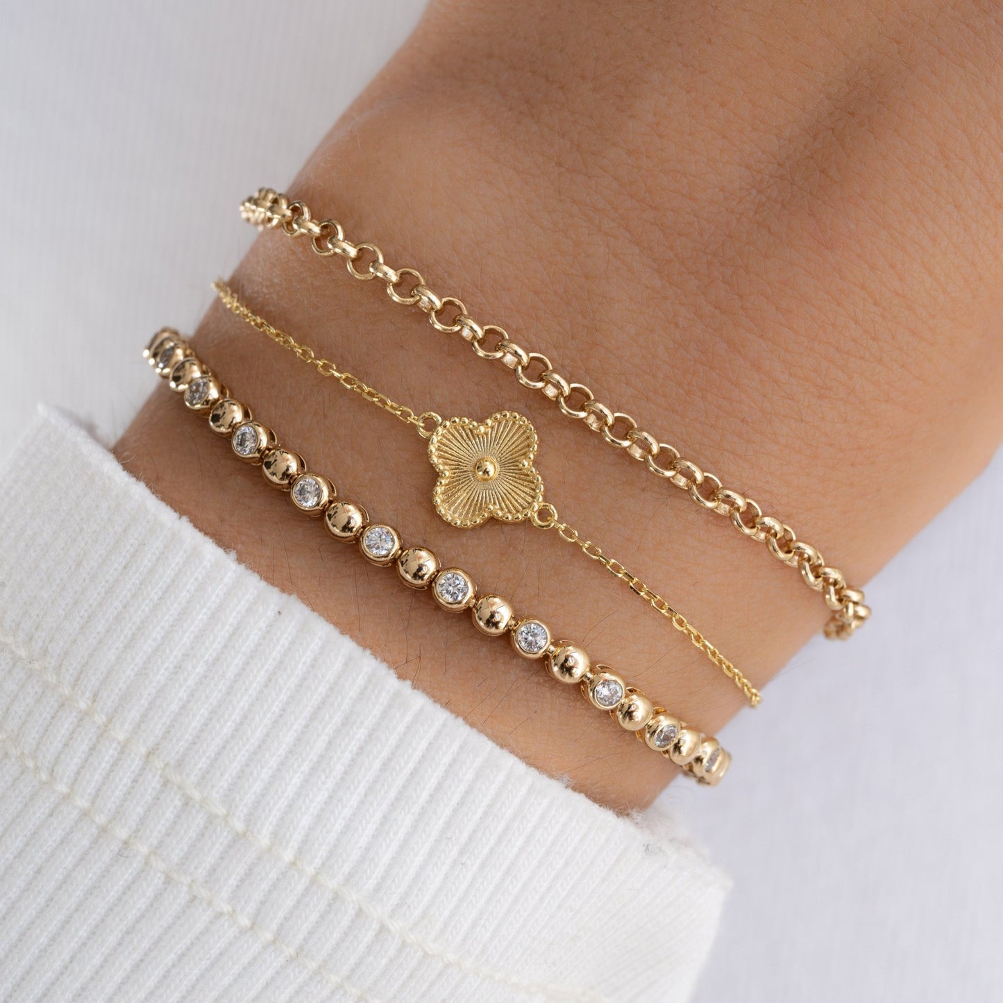 Dahlia Single Four Leaf Clover Bracelet - AYUNA