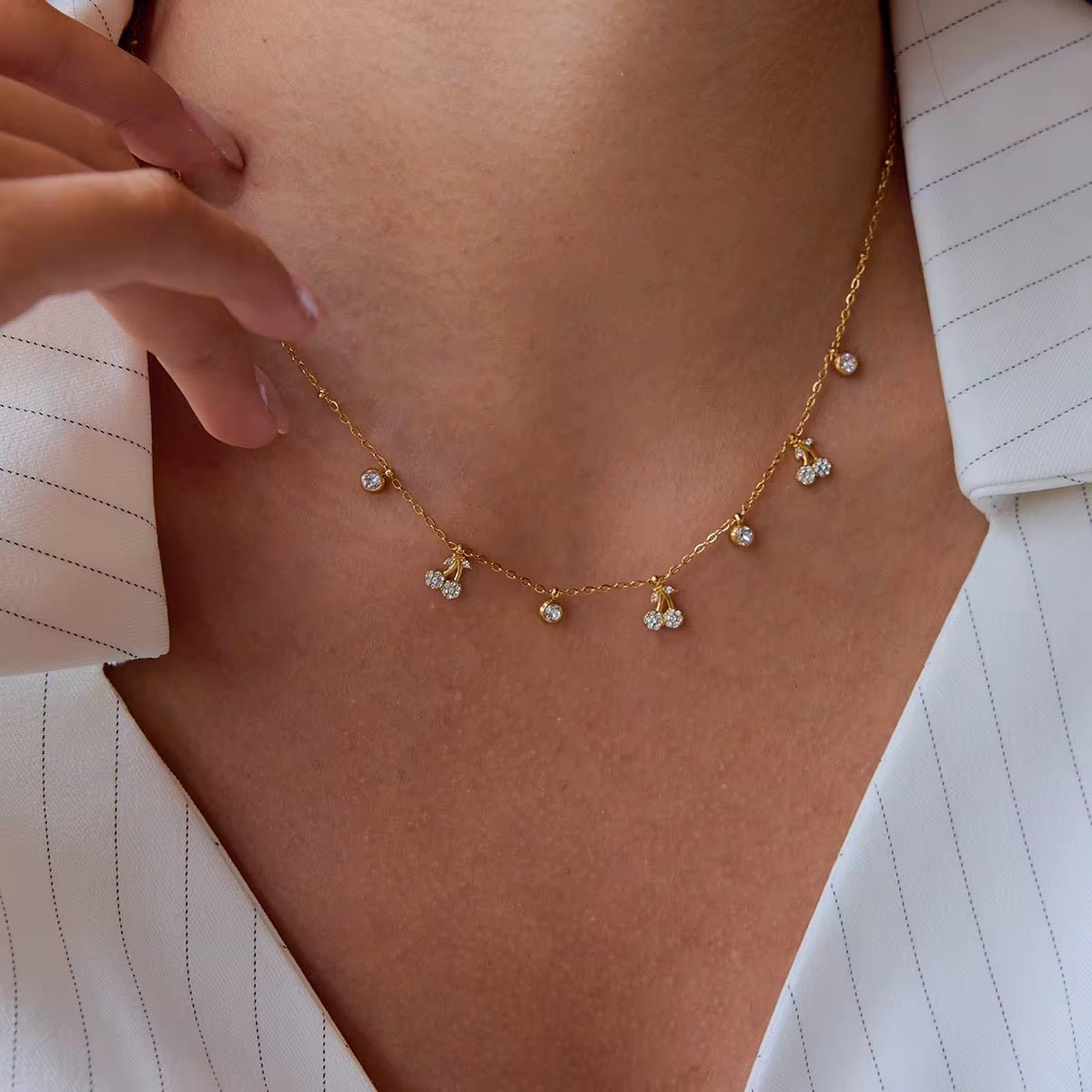 Dainty Cherry Charms Necklace - AYUNA