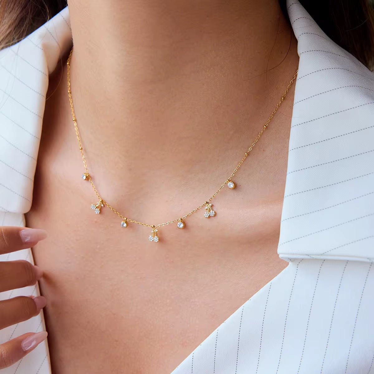 Dainty Cherry Charms Necklace - AYUNA