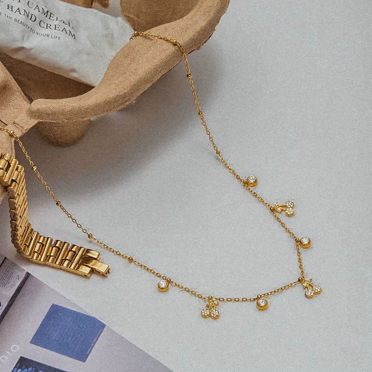 Dainty Cherry Charms Necklace - AYUNA
