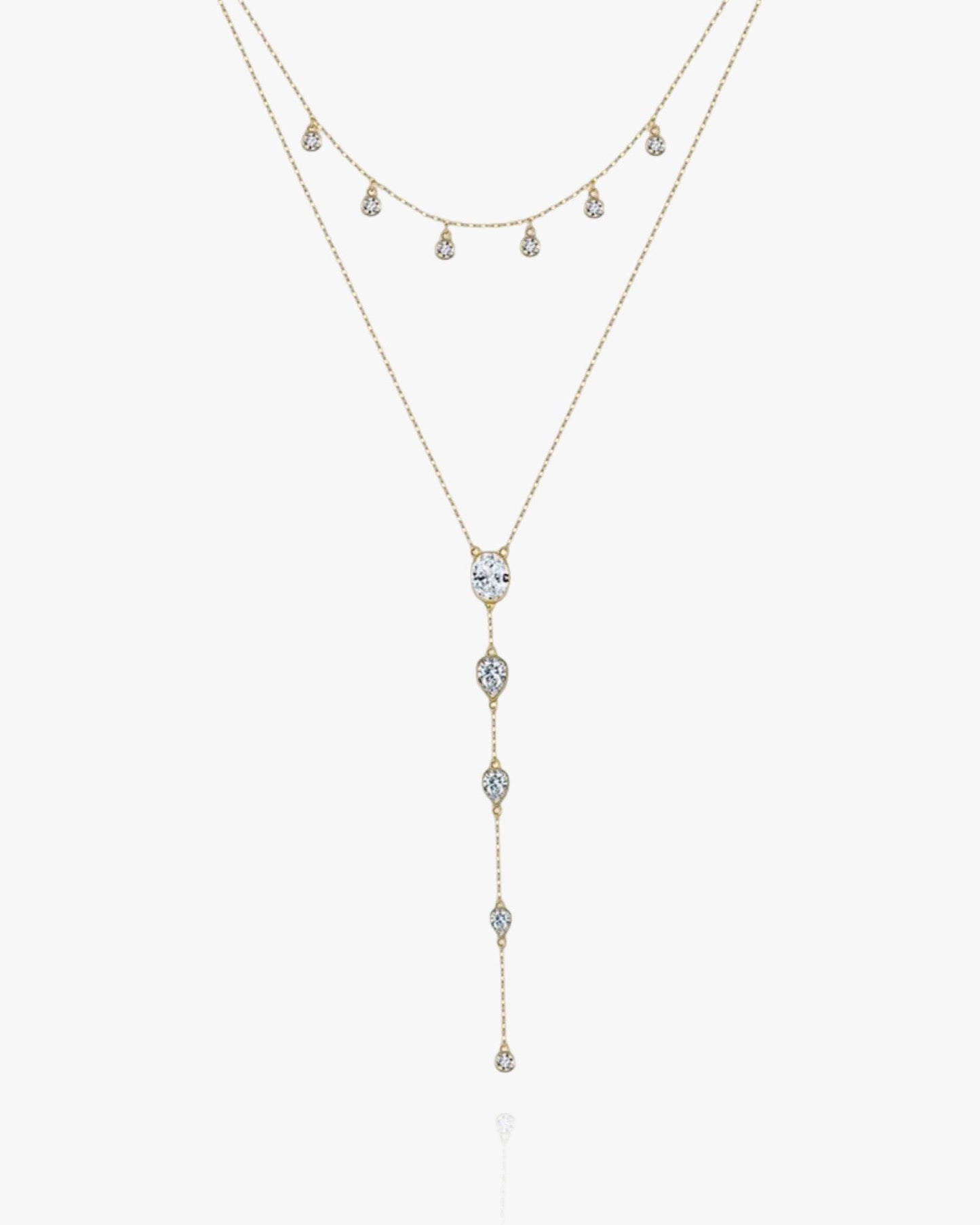 Dainty Crystals Y - Shape Necklace Sterling Silver - AYUNA