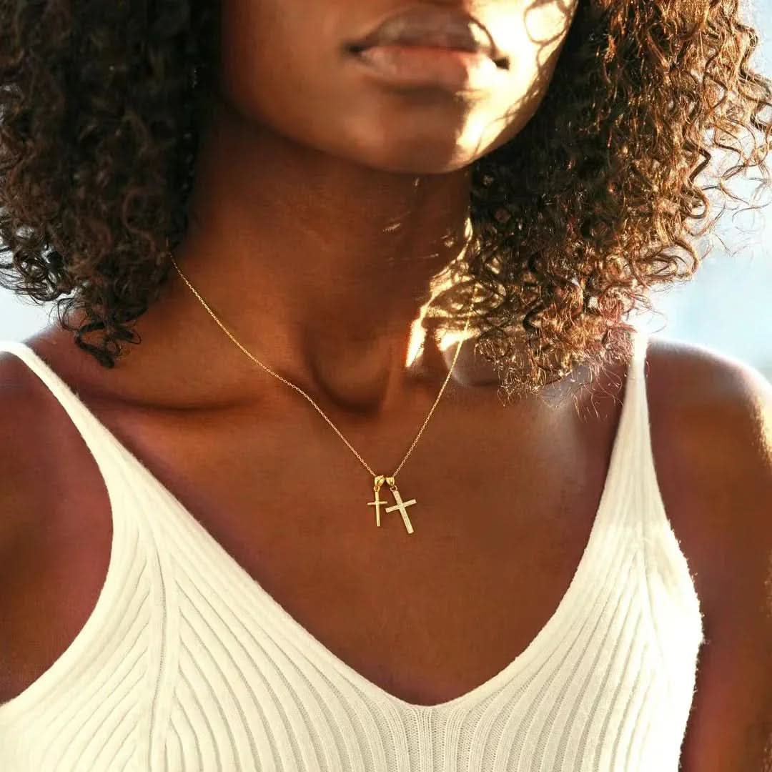 Dainty Double Cross Necklace - AYUNA