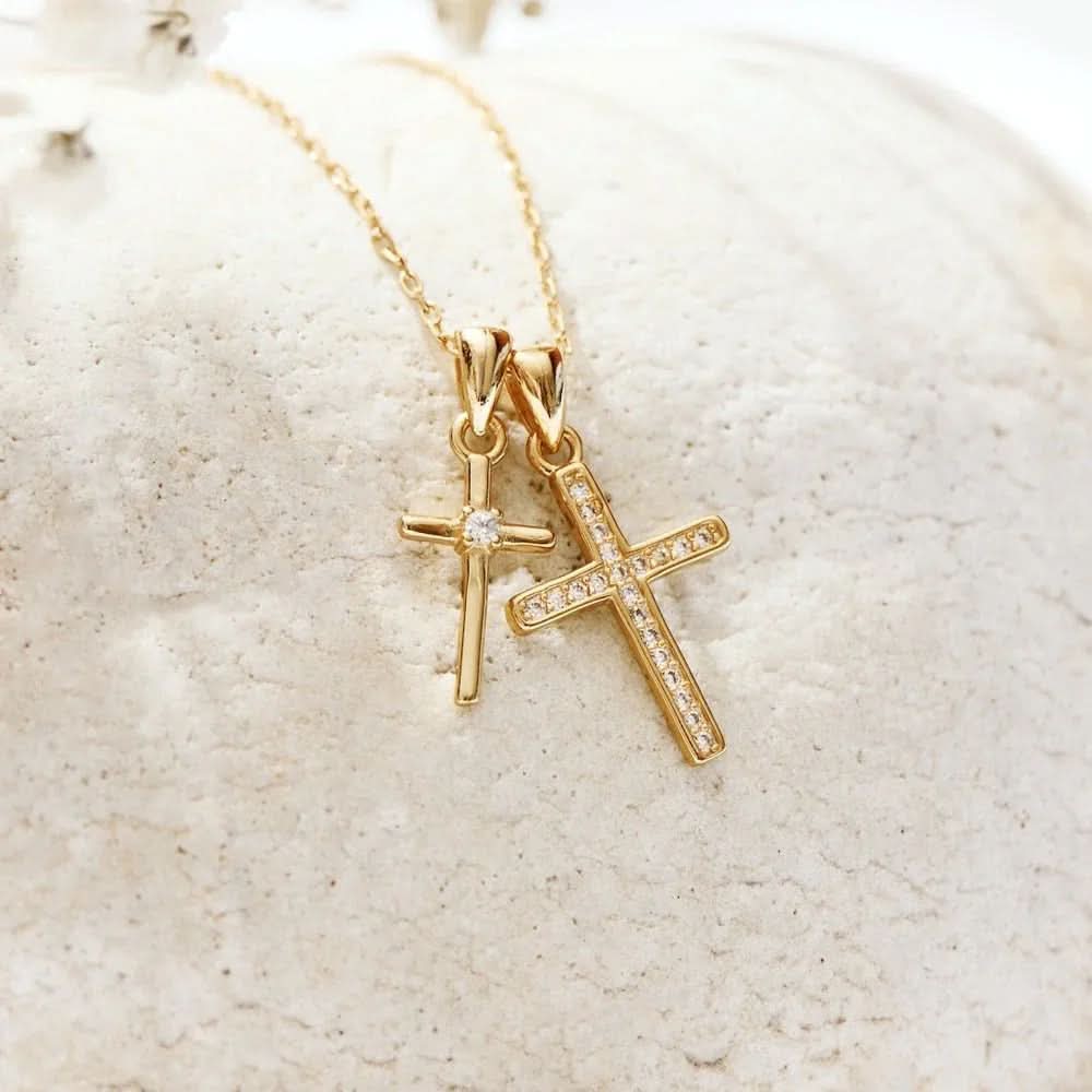 Dainty Double Cross Necklace - AYUNA