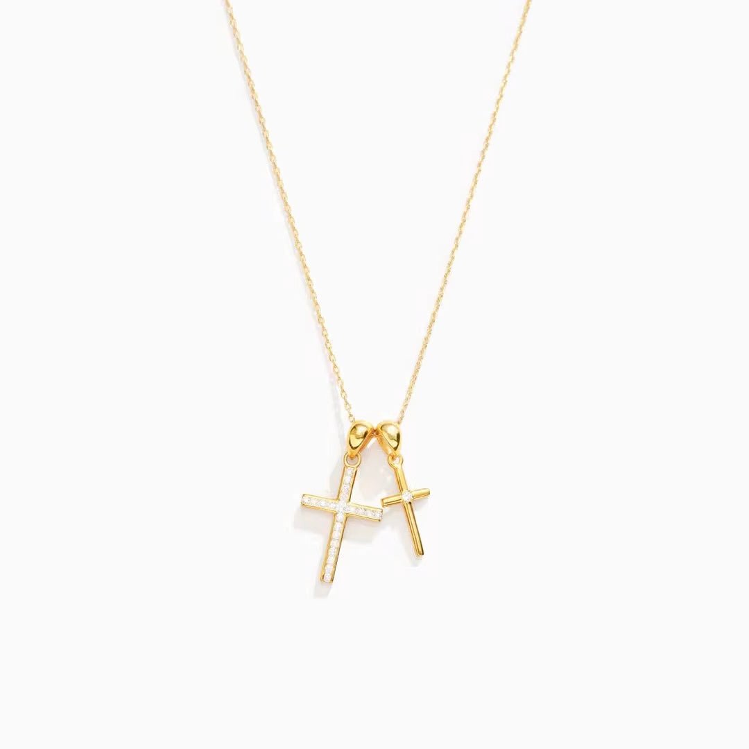 Dainty Double Cross Necklace - AYUNA