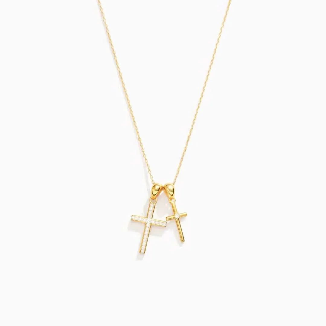 Dainty Double Cross Necklace - AYUNA