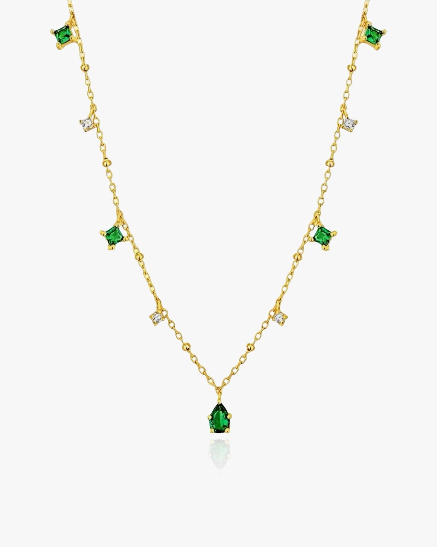 Dainty Emerald Necklace Sterling Silver - AYUNA