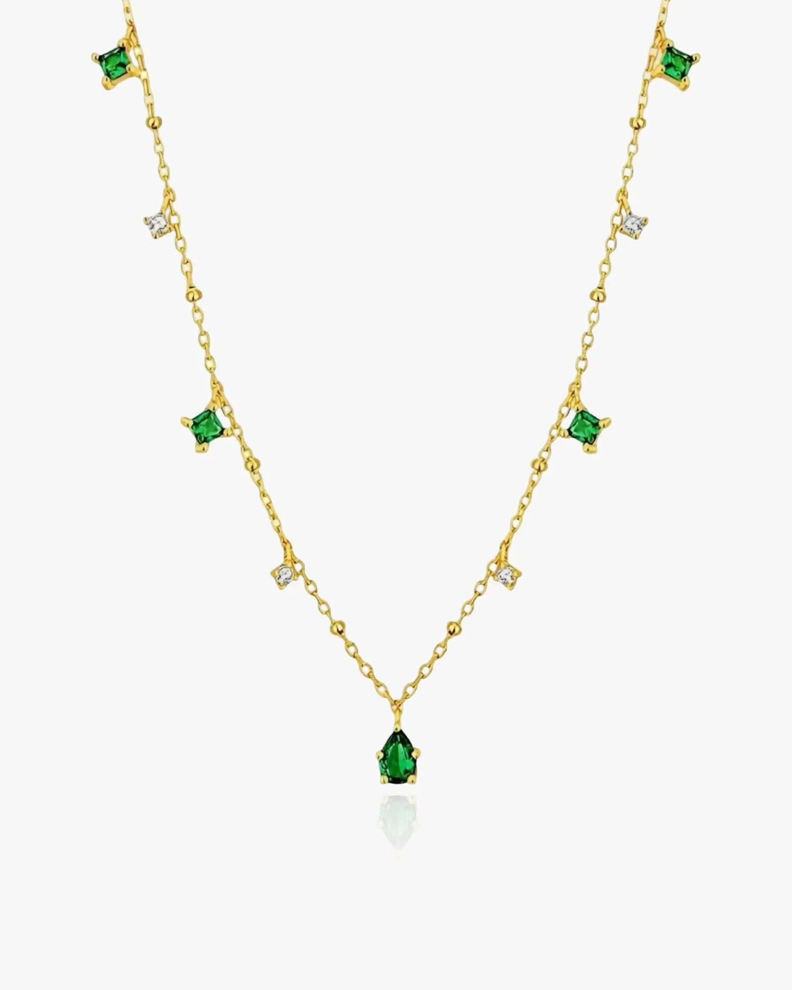 Dainty Emerald Necklace Sterling Silver - AYUNA