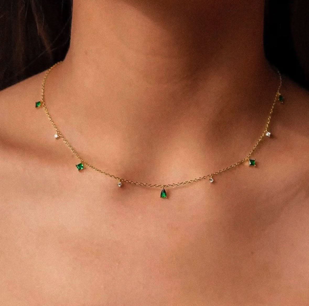 Dainty Emerald Necklace Sterling Silver - AYUNA