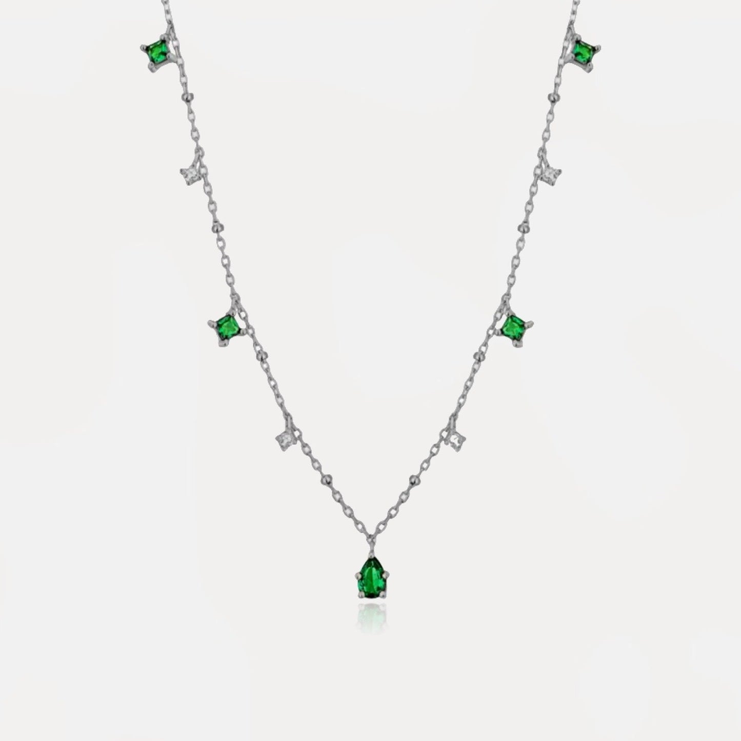 Dainty Emerald Necklace Sterling Silver - AYUNA