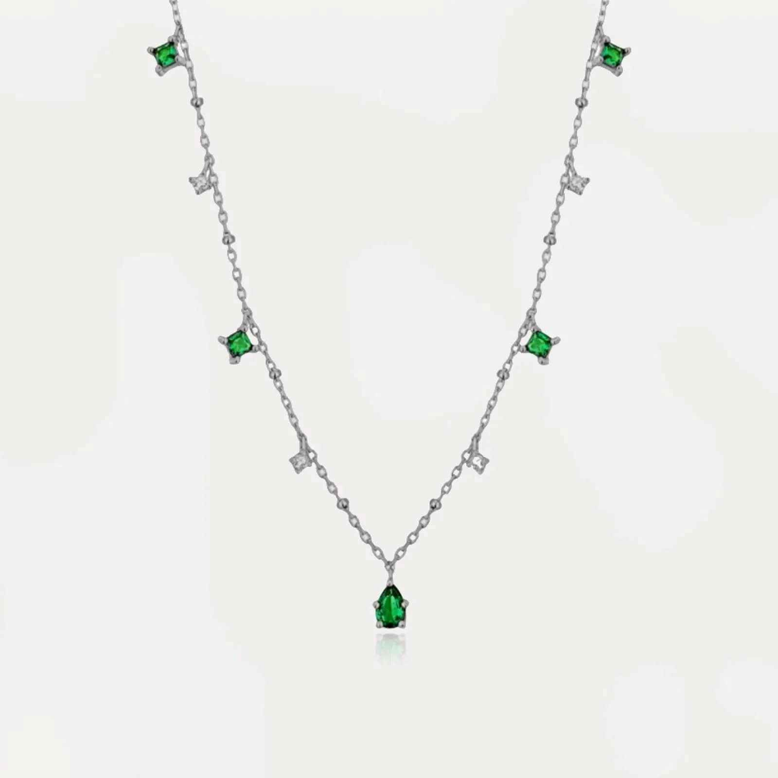 Dainty Emerald Necklace Sterling Silver - AYUNA