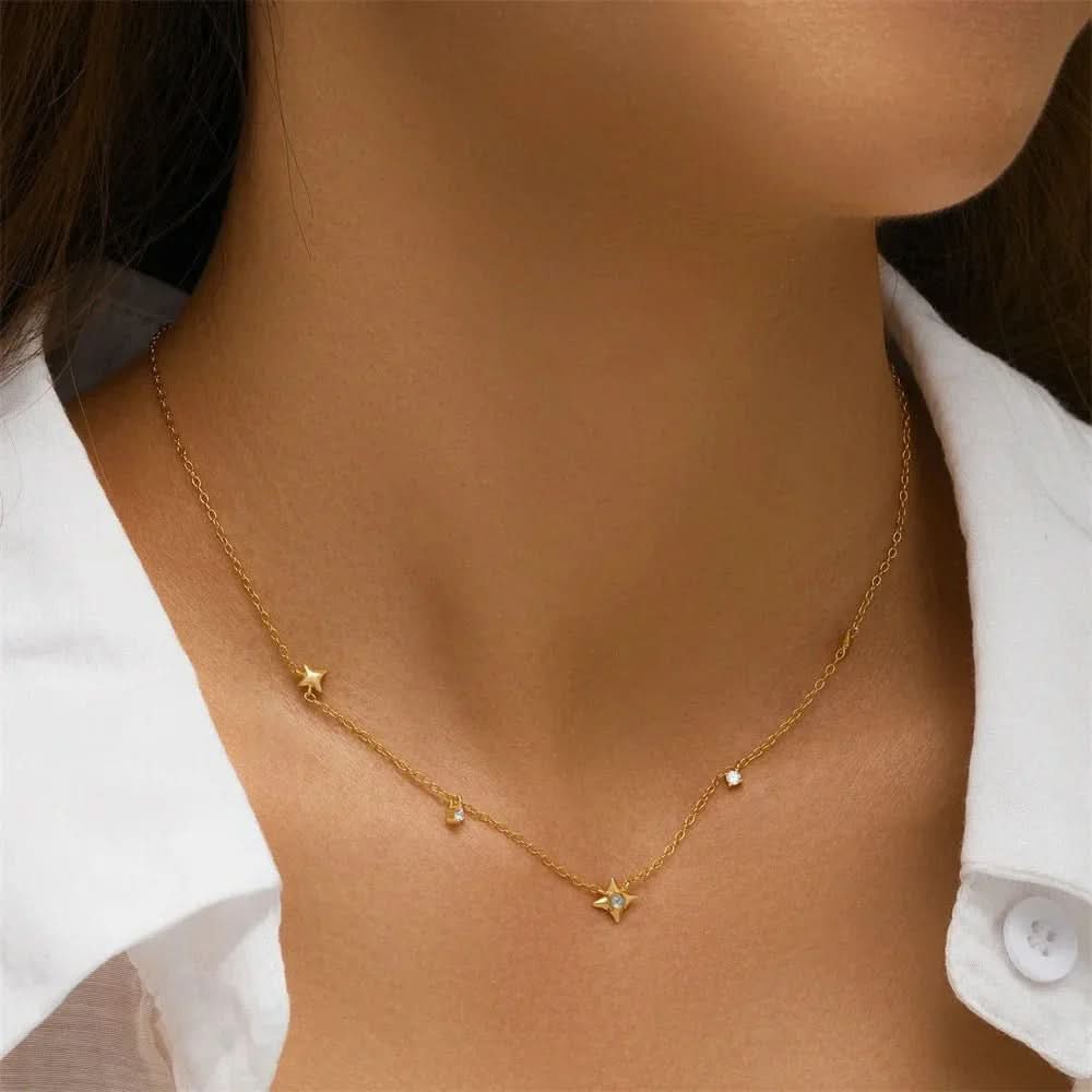 Dainty Necklace with Stars - AYUNA