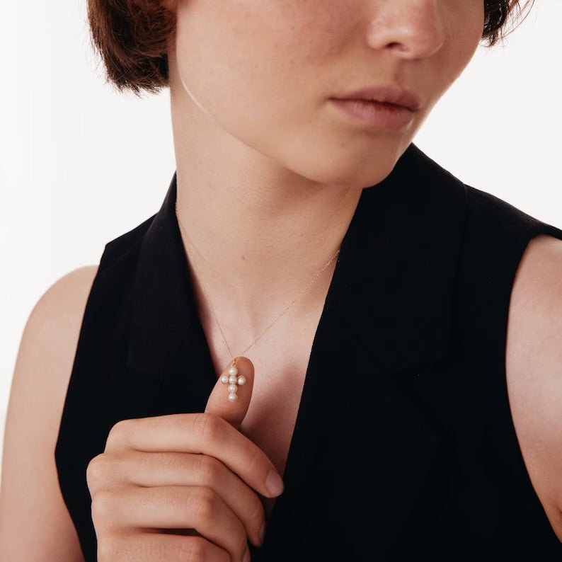 Dainty Pearl Cross - AYUNA