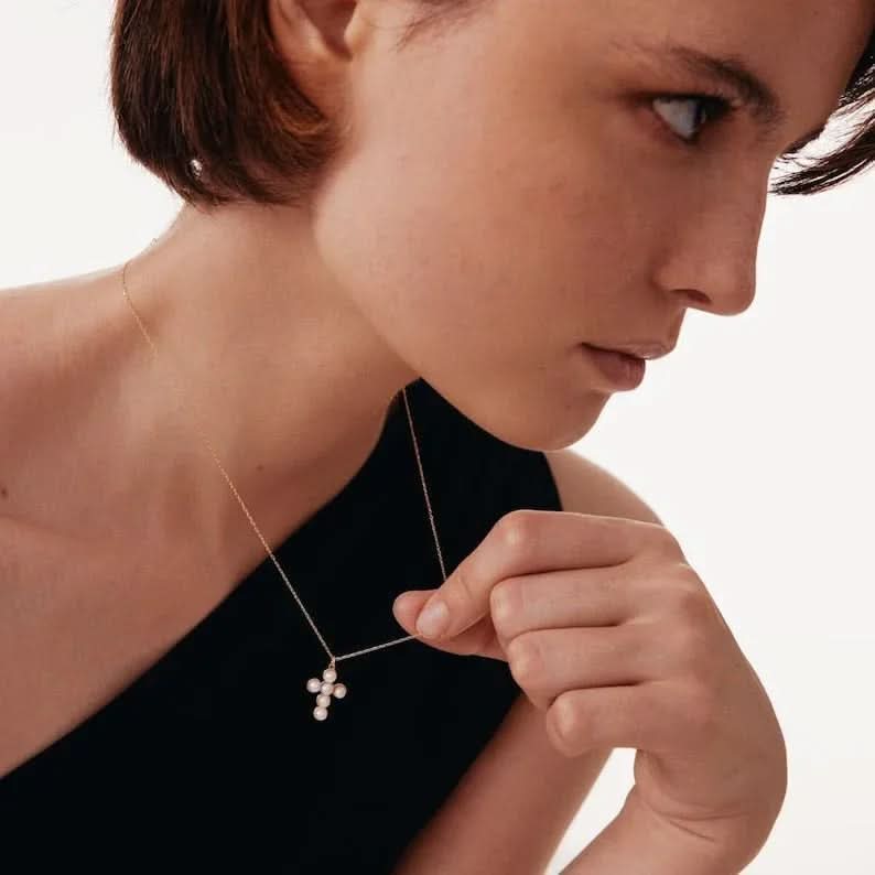 Dainty Pearl Cross - AYUNA
