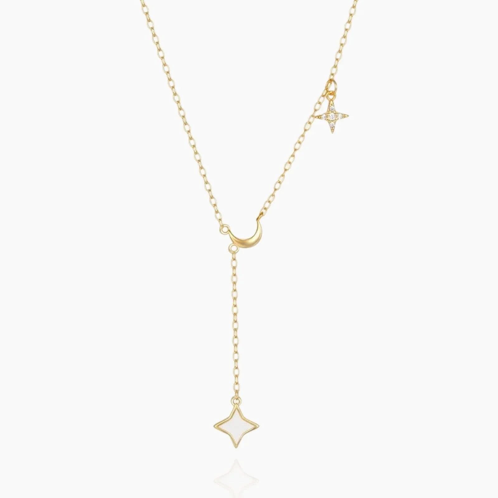 Dainty Y - Shape Moon Necklace - AYUNA