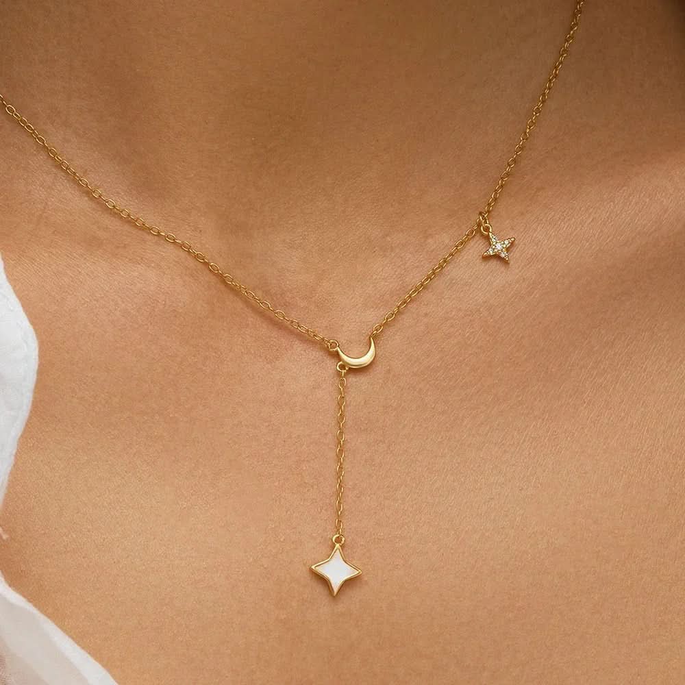 Dainty Y - Shape Moon Necklace - AYUNA