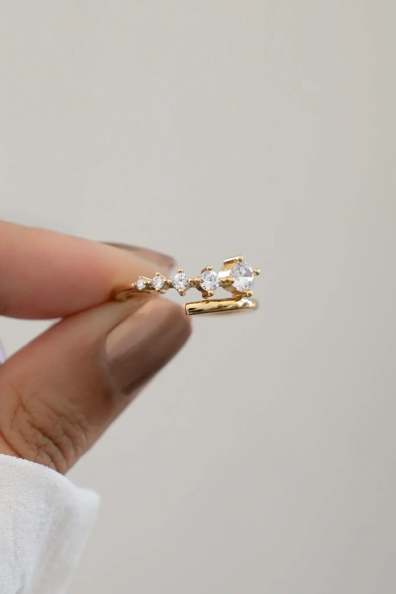 Diamond Bypass Ring - AYUNA