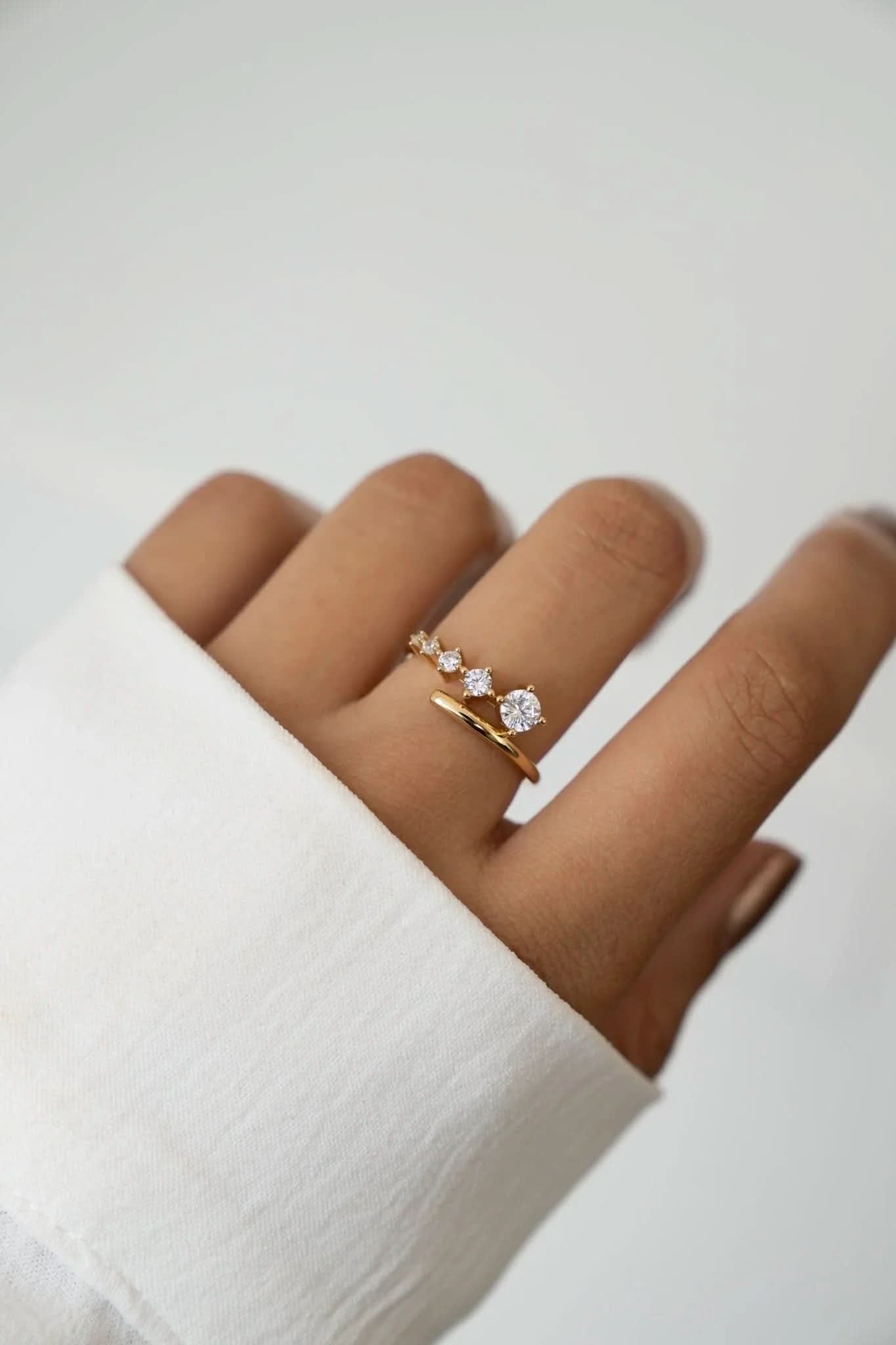 Diamond Bypass Ring - AYUNA
