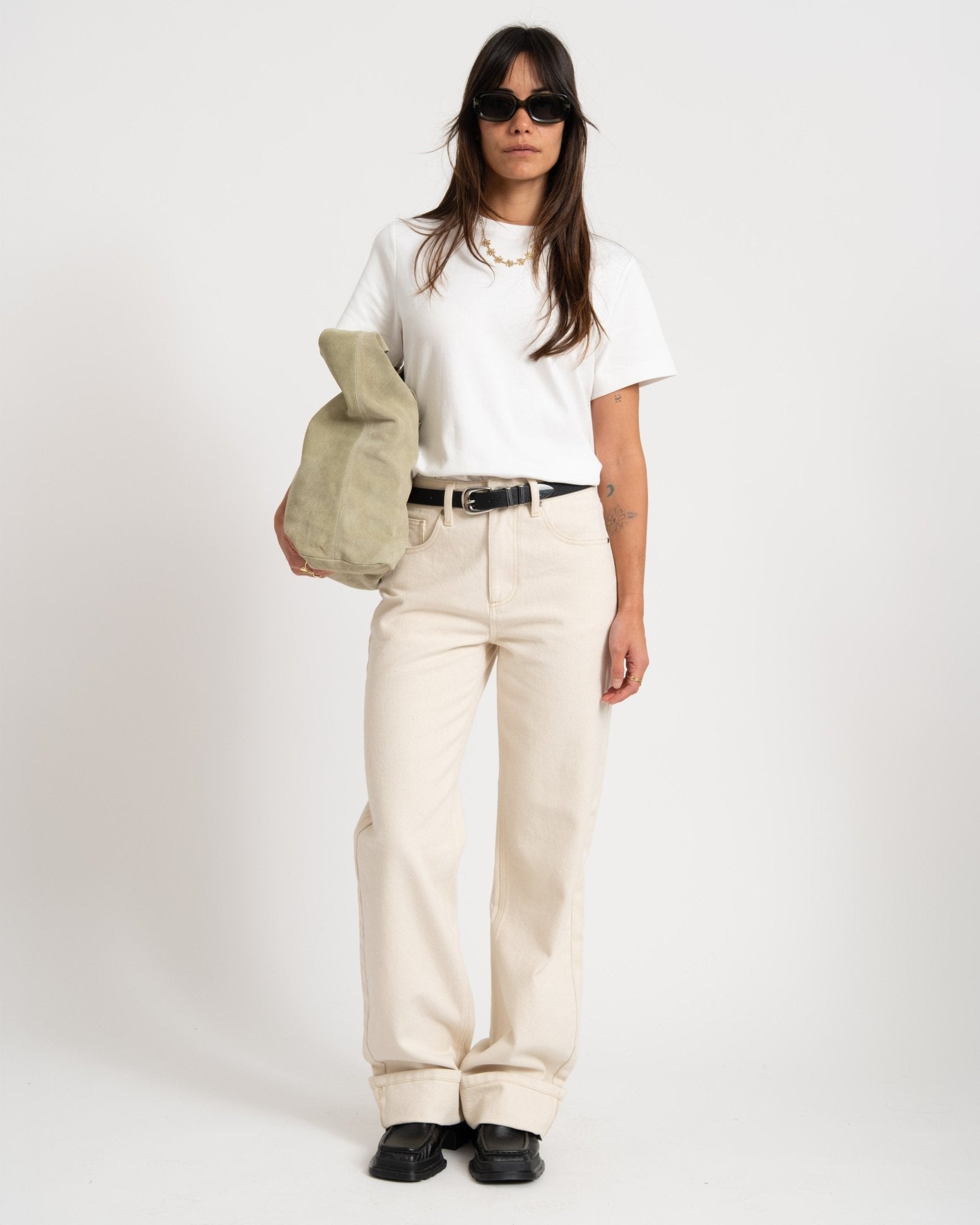 Dune Belt Silver Buckle Black