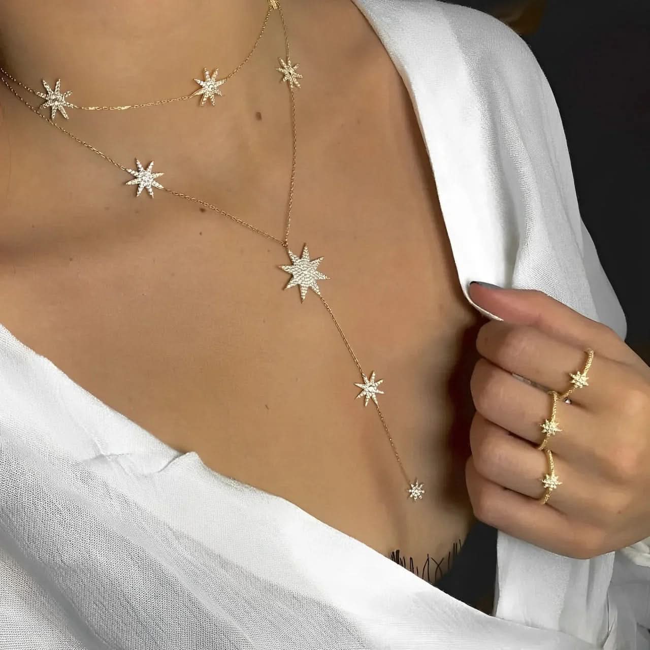 Festive Stars Y Shape Necklace - AYUNA