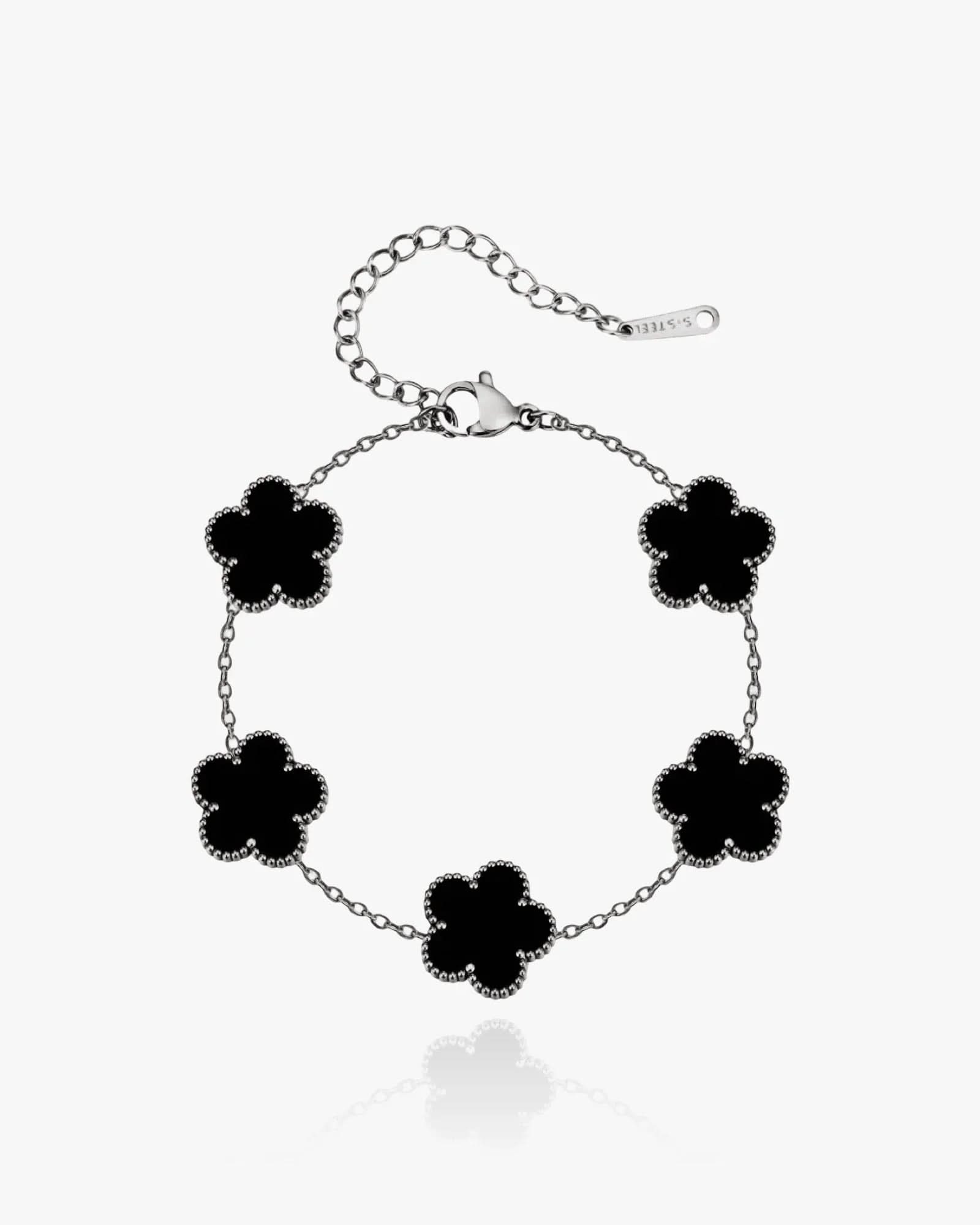 Flower Clover Bracelet Black - AYUNA
